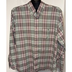 Vintage Carl Michaels Button Up Shirt Men's L Long Sleeve Plaid Wrinkle Free